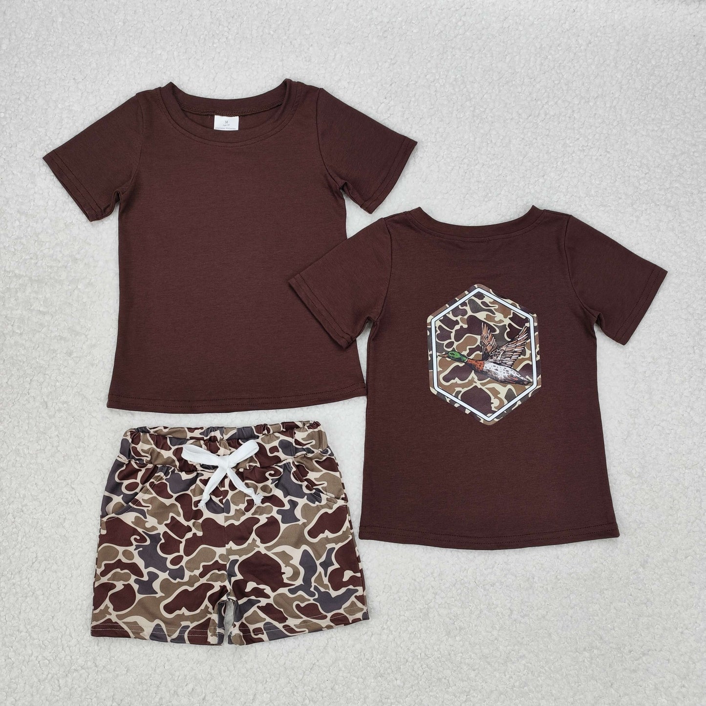 BSSO1061 Boys brown cam vinyl duck Short Sleeves Outfits