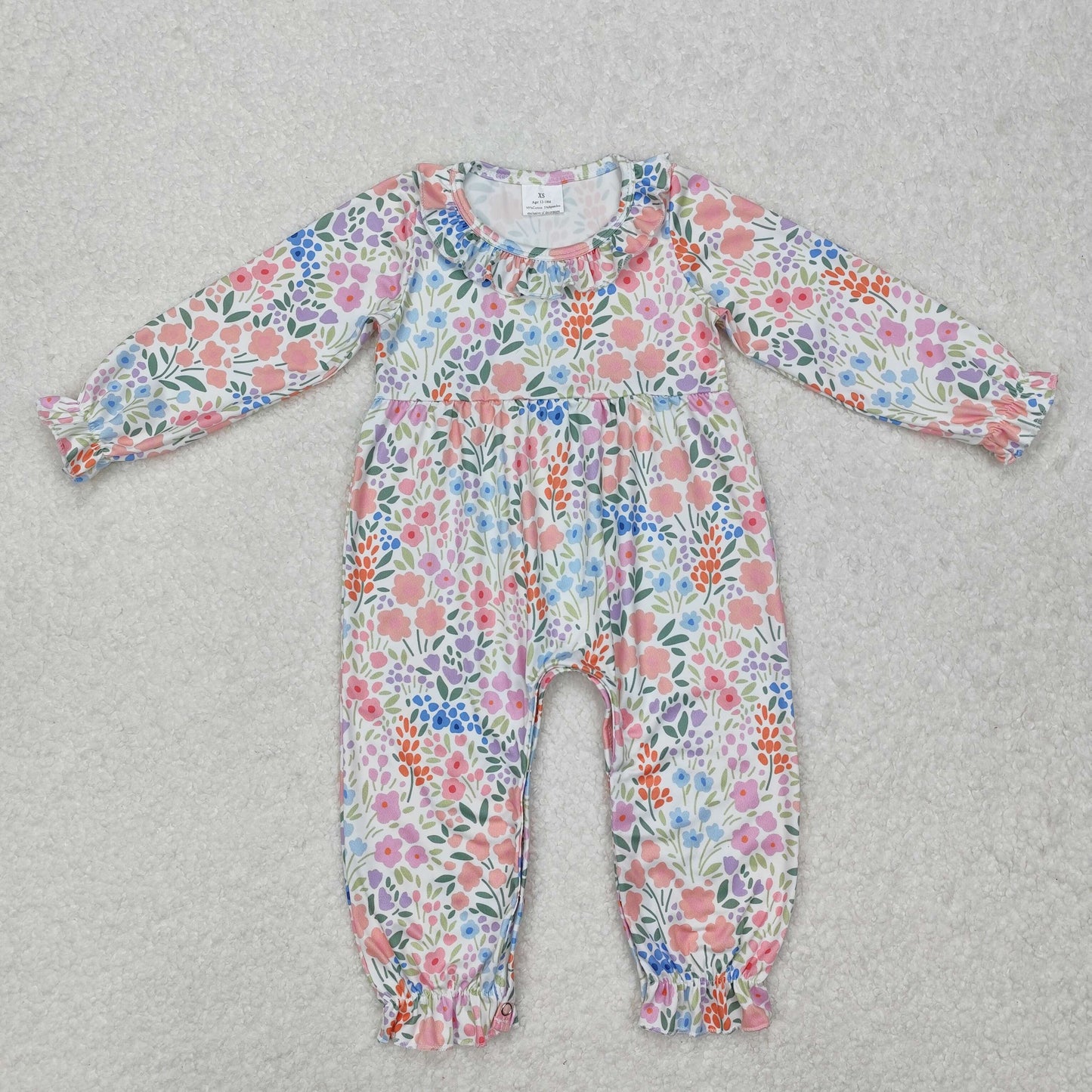 LR2141 baby flying sleeve pink bow floral romper