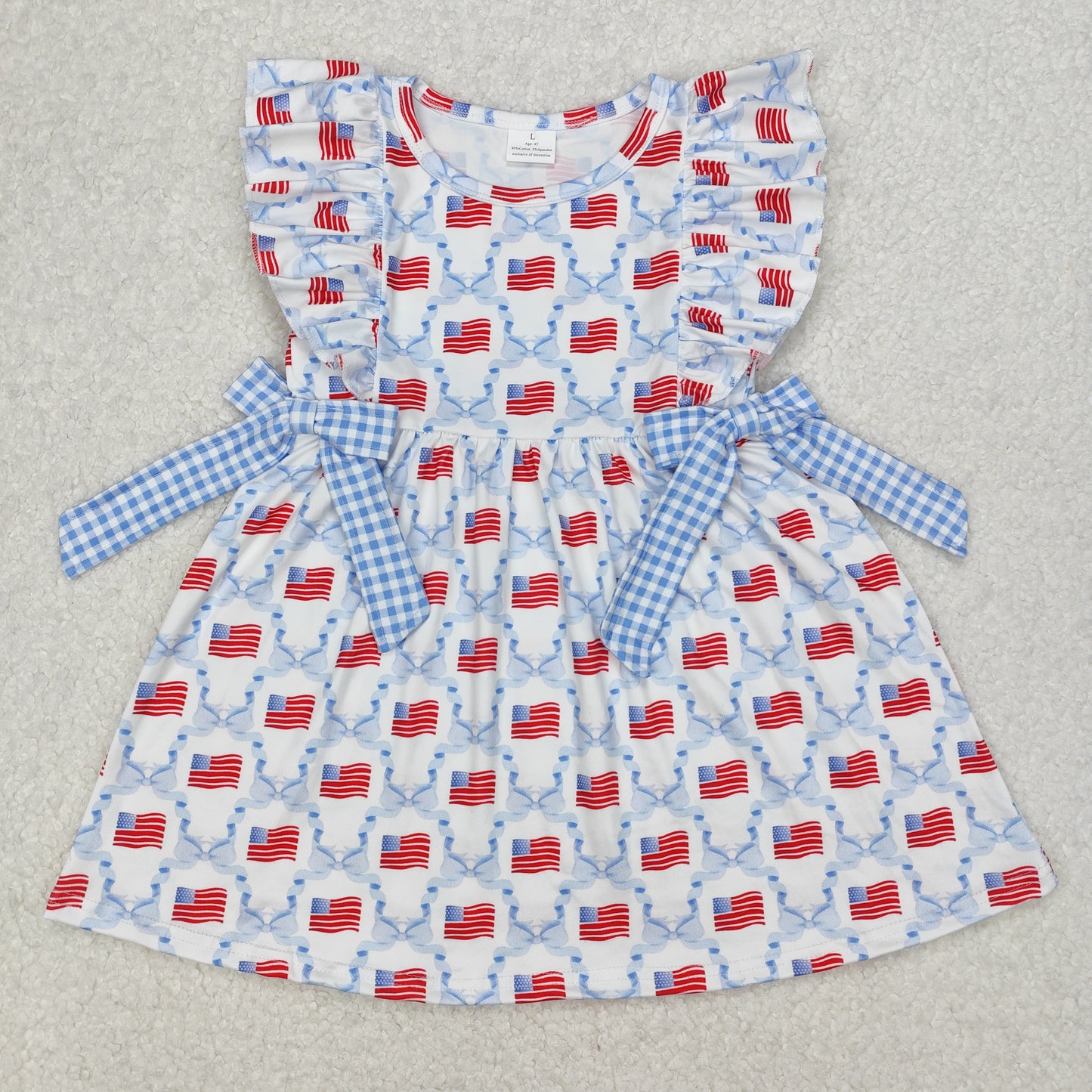 GSD1641 baby Girls sleeveless July Fourth blue bow Dress