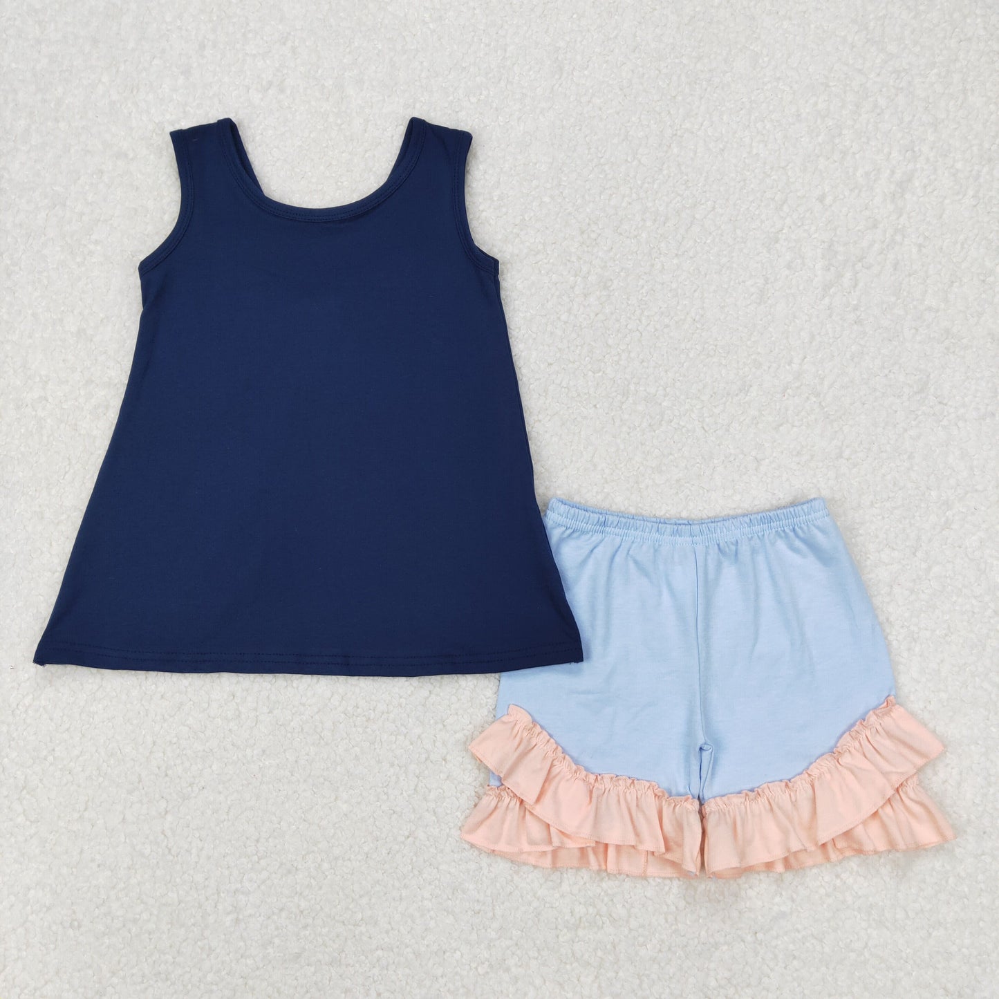 GSSO2272 baby girls navy sleeve bow blue shorts outfits