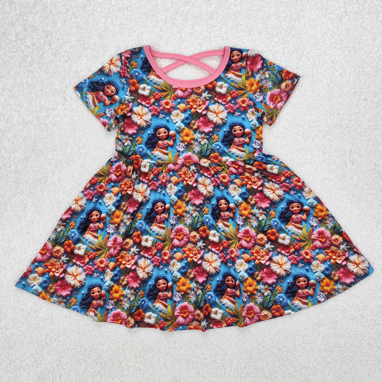 GSD1785 baby Girls mid-sleeve bow floral Dress