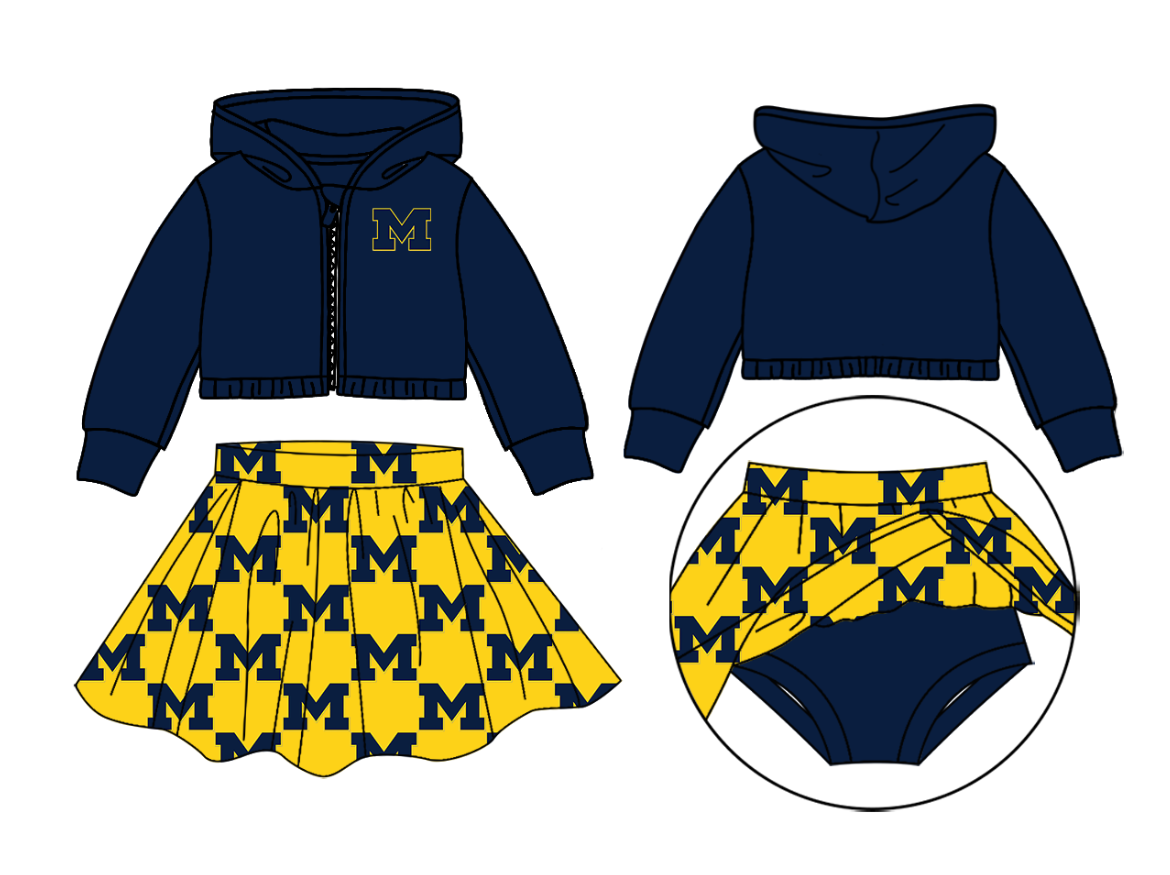 No MOQ Group Custom design girls team navy yellow outfits (Deadline Aug.7th )