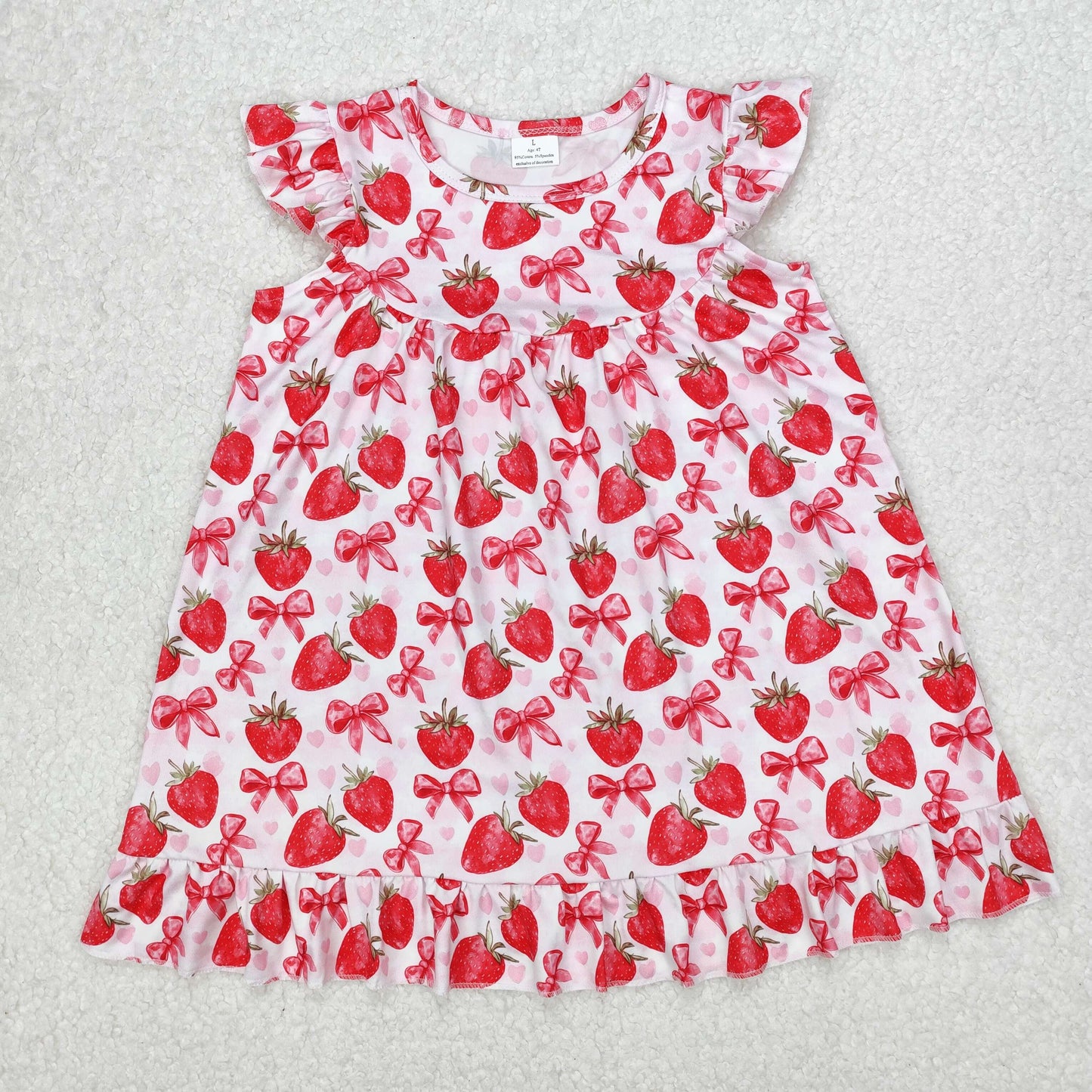 GSD1811 baby Girls flying sleeve bow Strawberry Dress