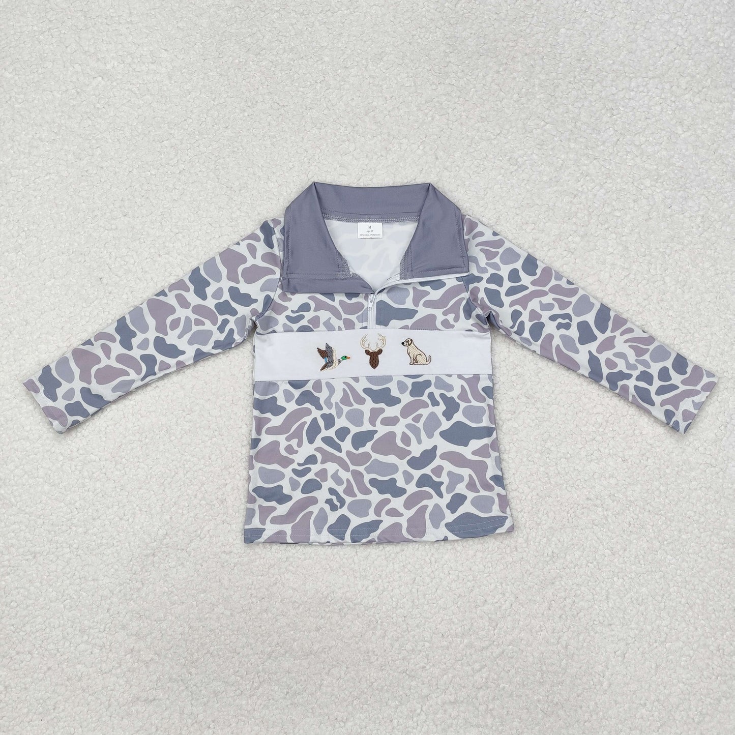 BT0904 baby boys long sleeve camo duck pullover embroidery