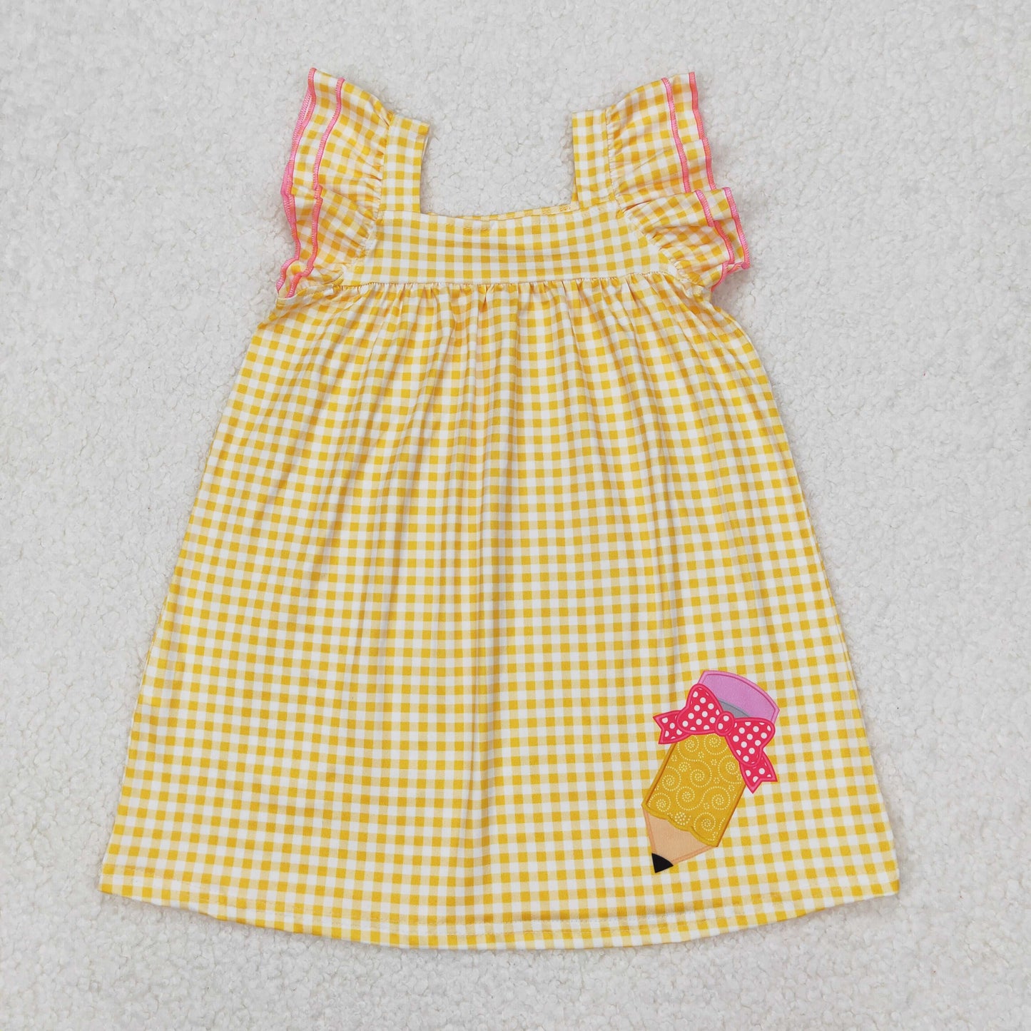 GSD2012 girls Back To School yellow checkered Pencil Dress