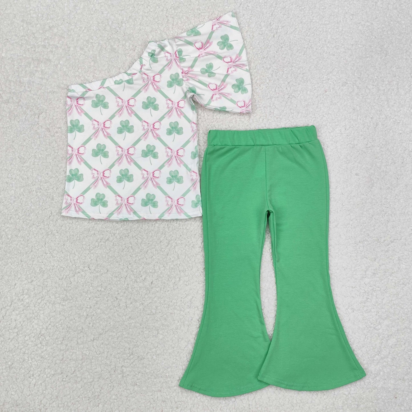 GSPO1793 Girls St Patrick's Day green plaid outfits