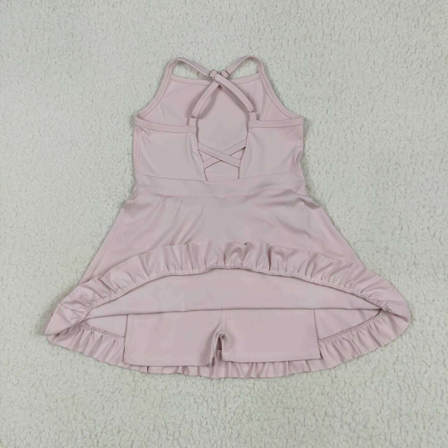 S0553 Girls pink dress swimsuit yoga