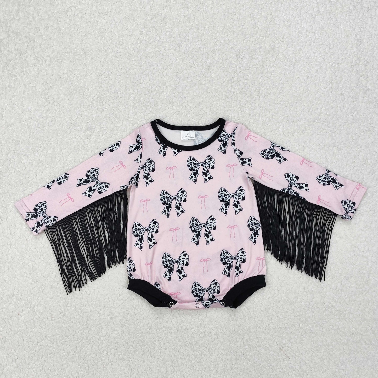 LR1824 Baby girls pink bow romper