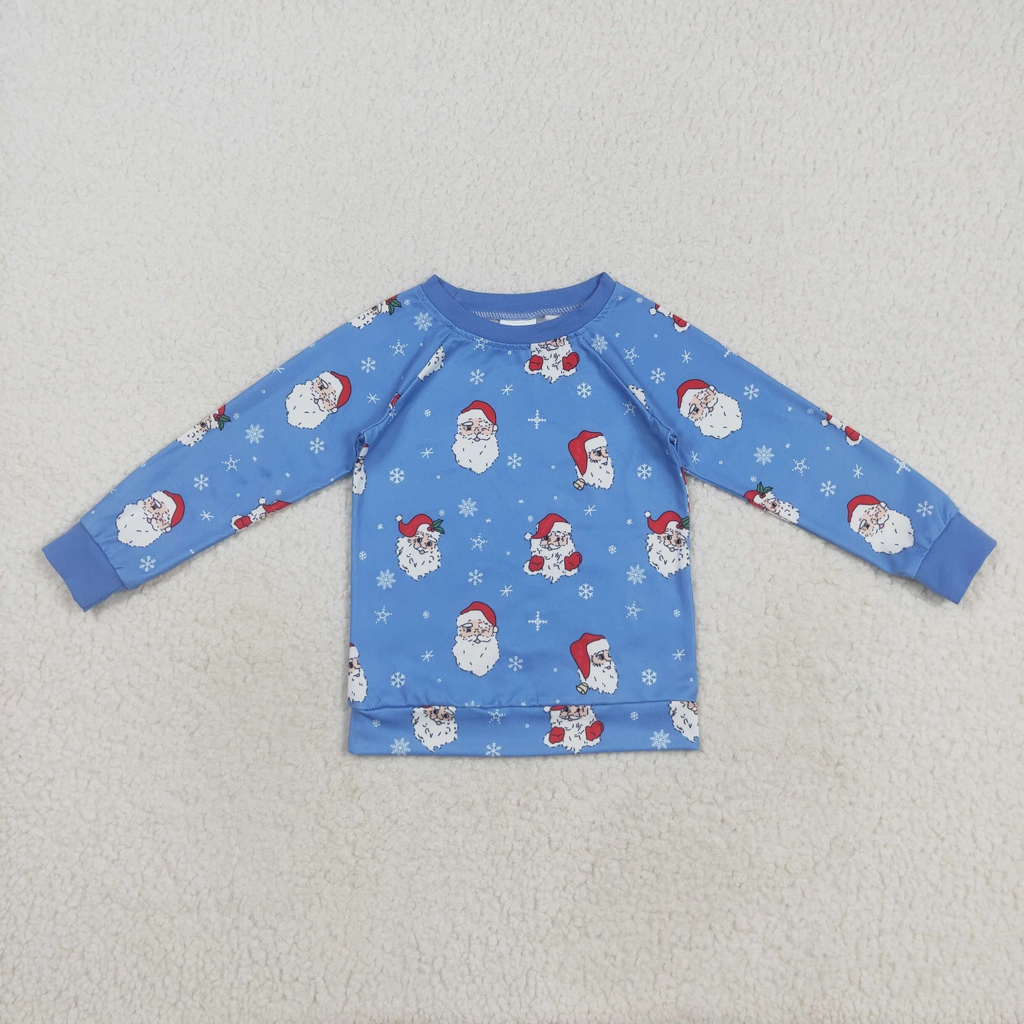 BT1289 baby boys Christmas Santa Claus blue long sleeve shirt top