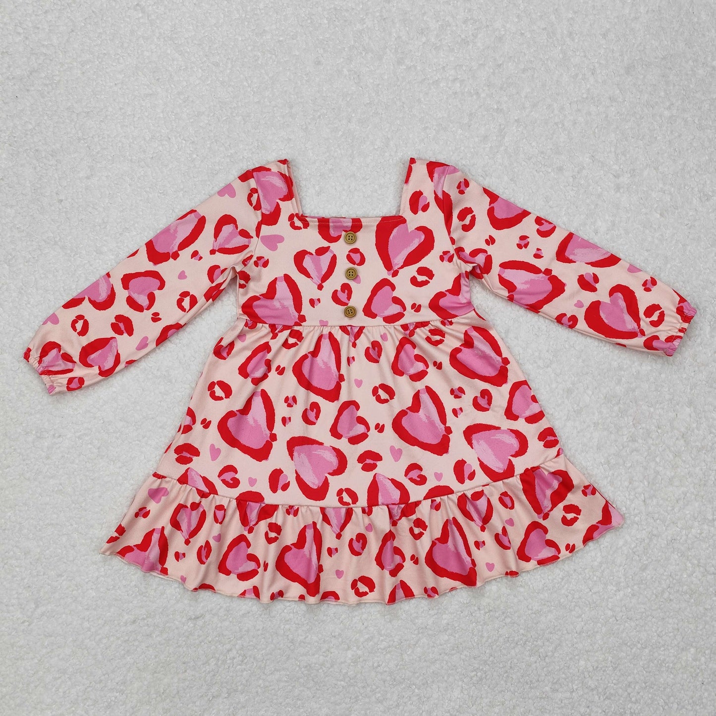 GLD0873 baby Girls Valentine heart Dress long sleeve