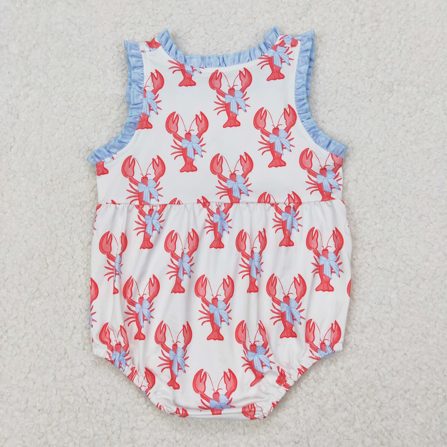 SR2710 Baby girls sleeveless crayfish bow romper