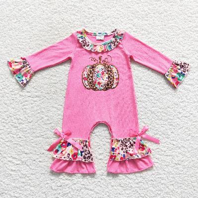 Matching Baby girls Halloween pumpkin outfits romper clothing embroidery