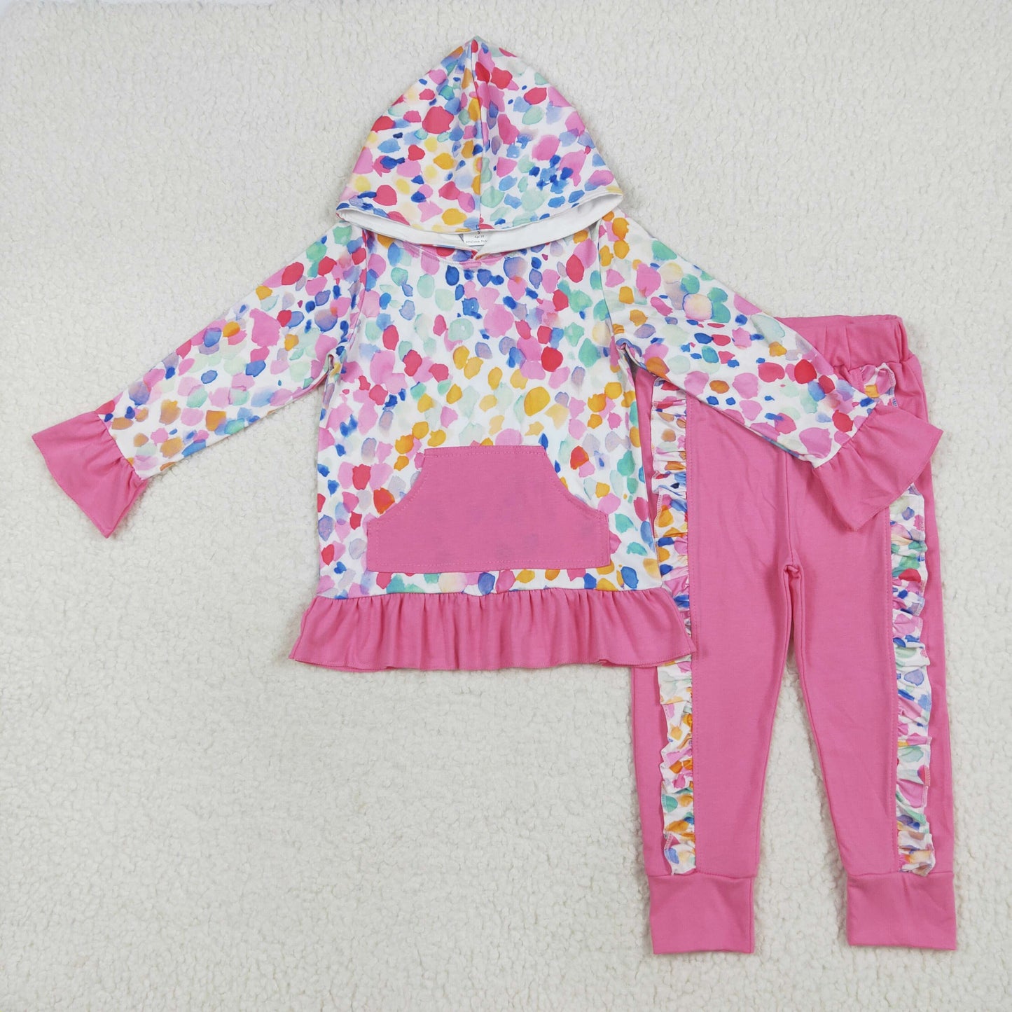 GLP2151 Girls pink floral hoodies outfits