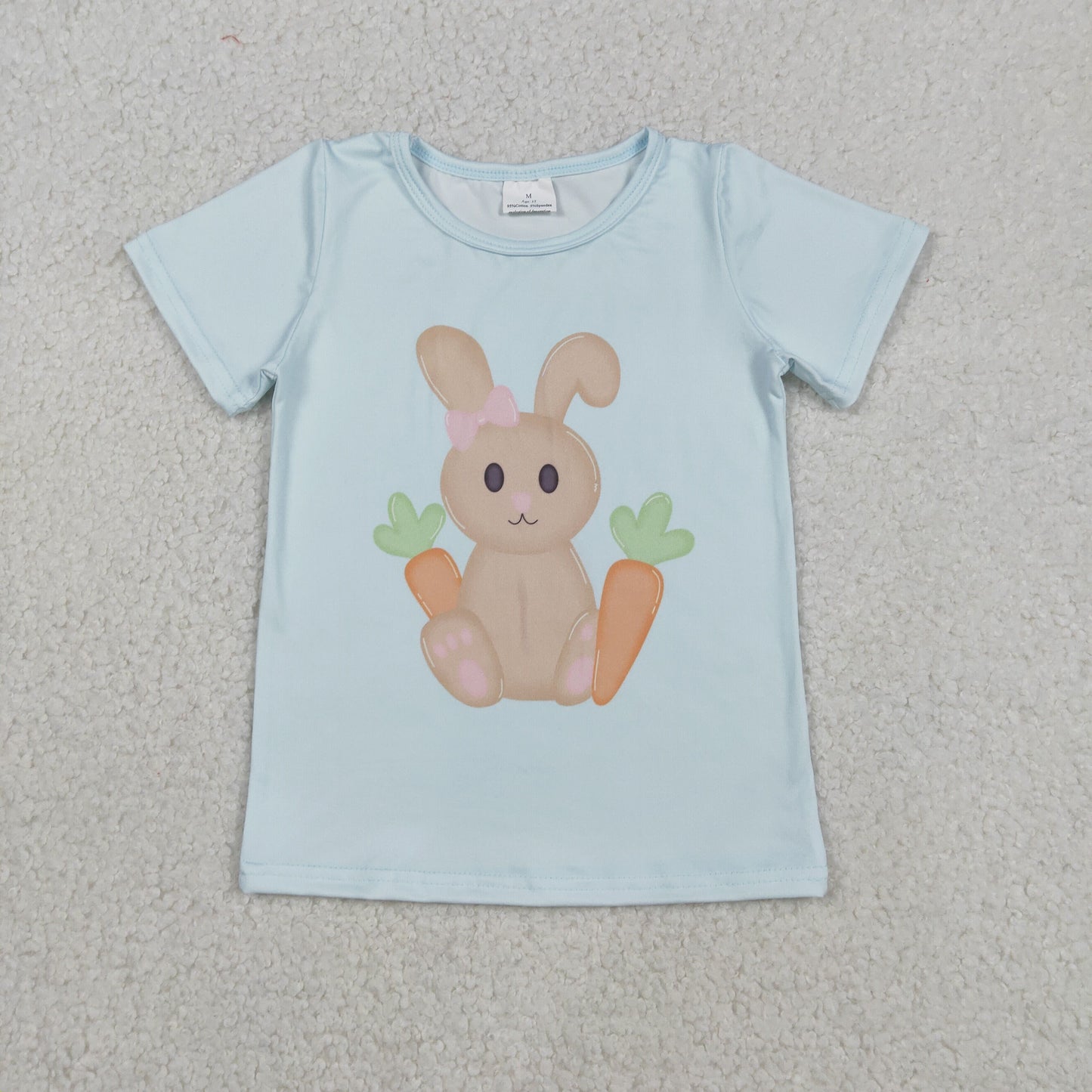 GT1395 Girls Easter bunny blue short sleeve T-shirt top