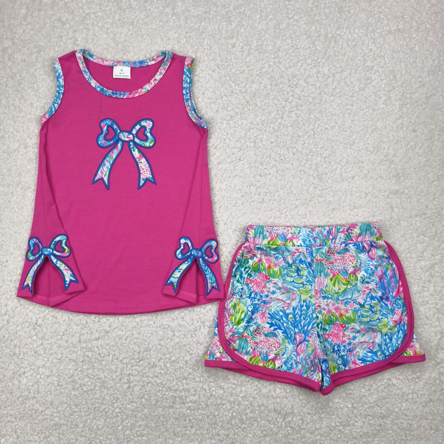 GSSO2149 baby girls rose bow shorts outfits three embroidery