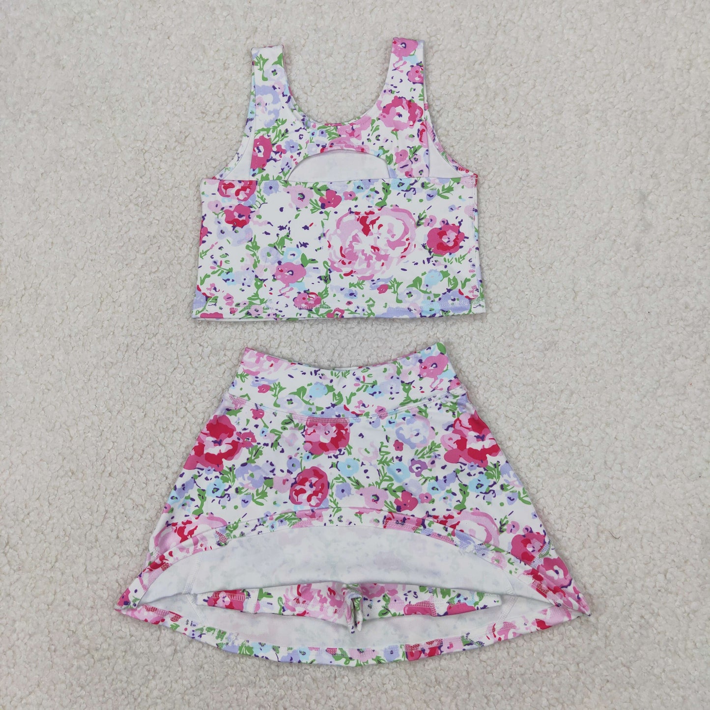 GSD1989 baby girls purple flower sleeveless dress outfits Yoga