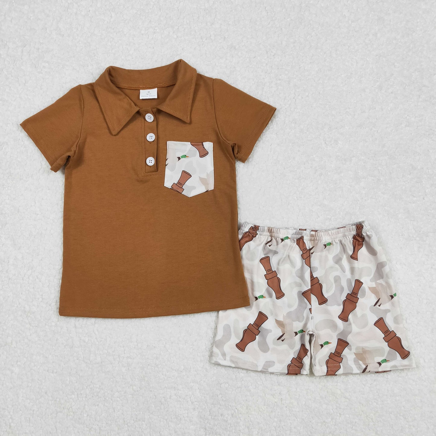BSSO1206 Boys brown pocket duck shorts outfits