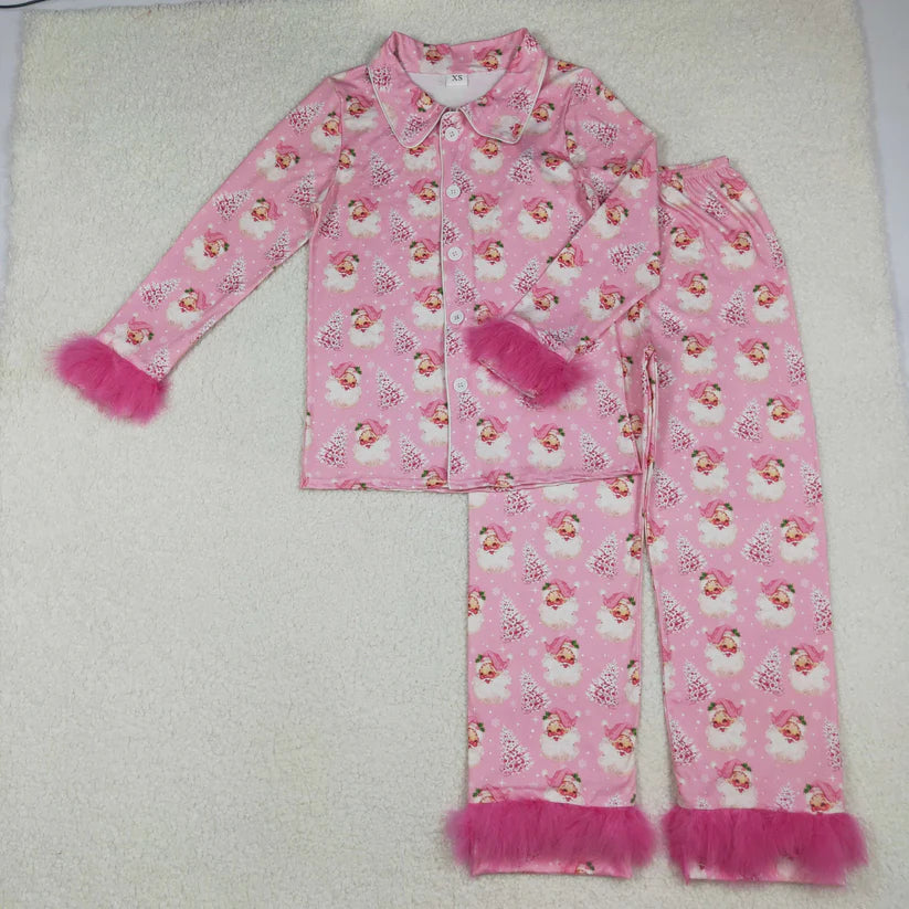 Family Matching Adult Baby girls Christmas pink furry clothing pajamas