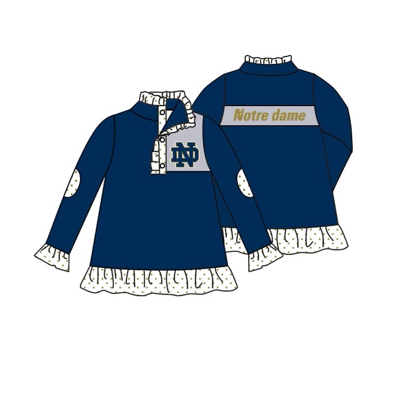 MOQ 3 Custom design baby girls team NOTRE DAME Pullover