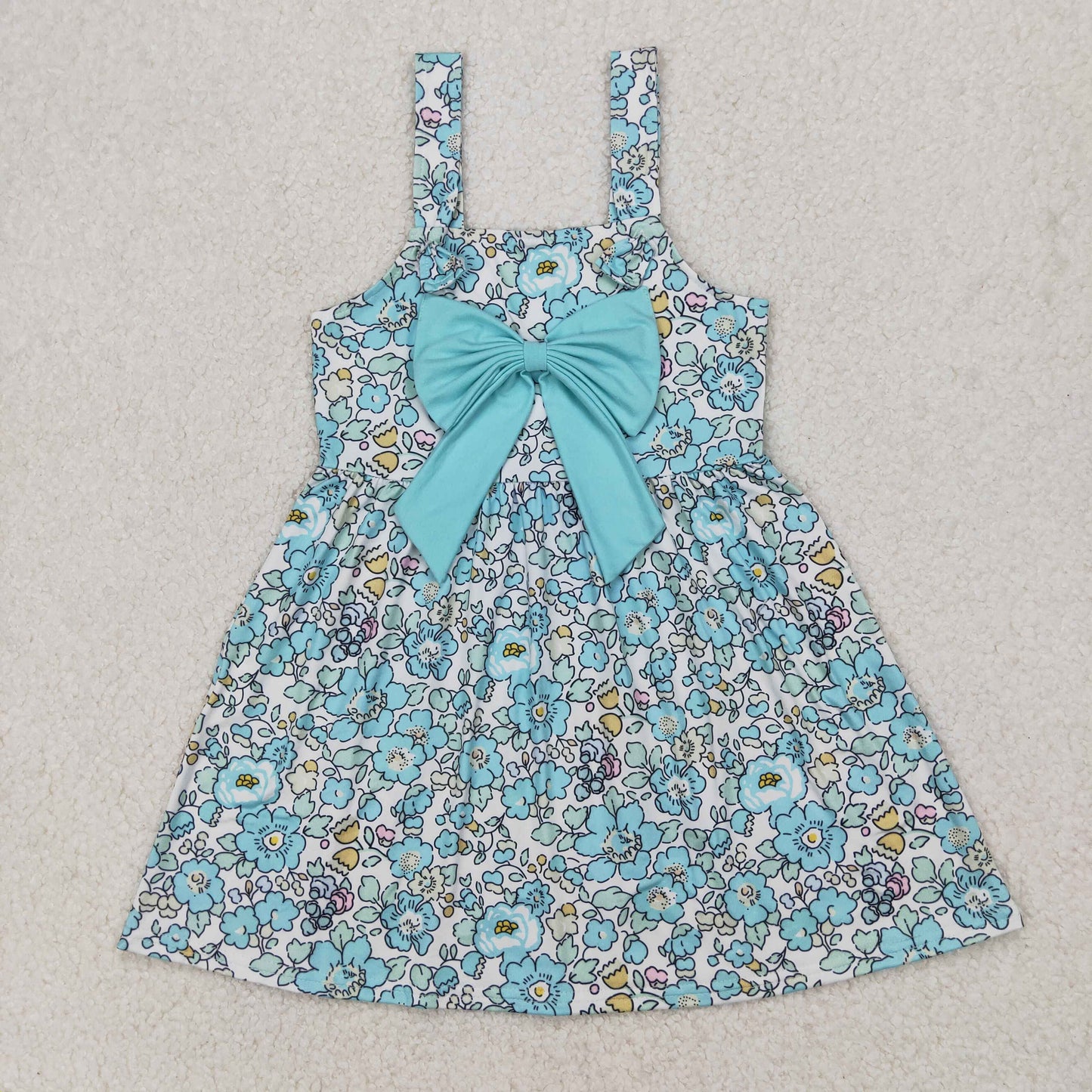 GSD2106 girls floral sleeveless blue flower Dress