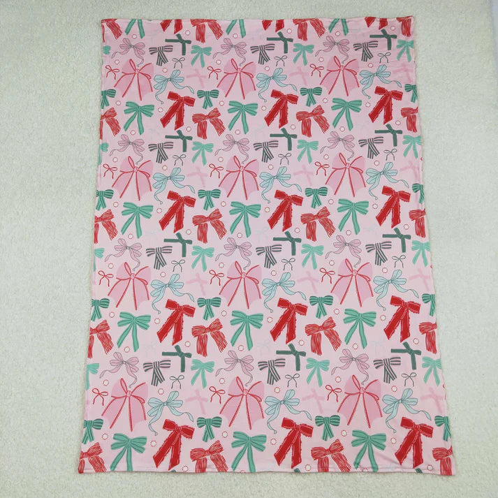 Family Matching Adult Baby girls Christmas red green bow clothes blanket