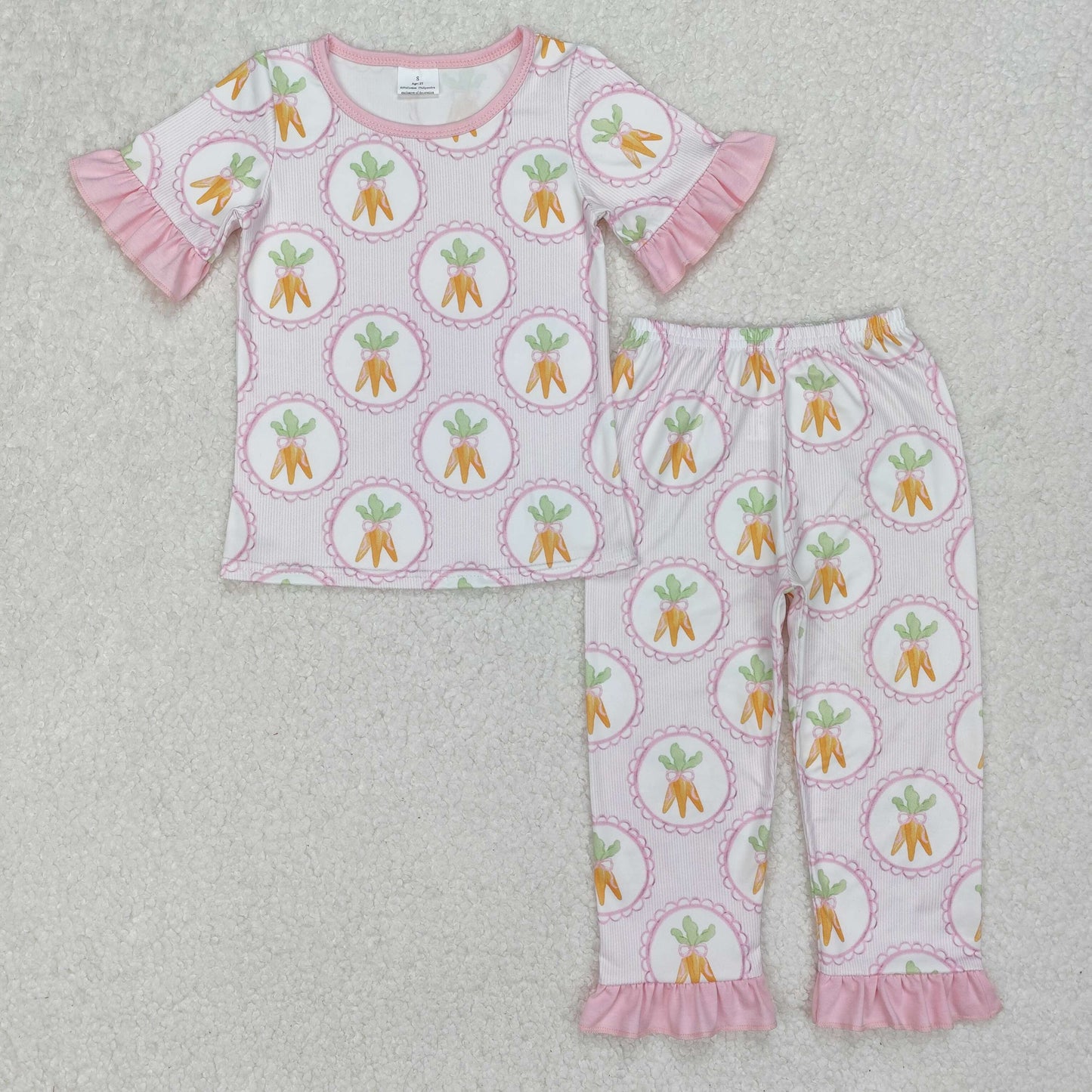 GSPO1992 baby girls Easter pink carrot pajamas