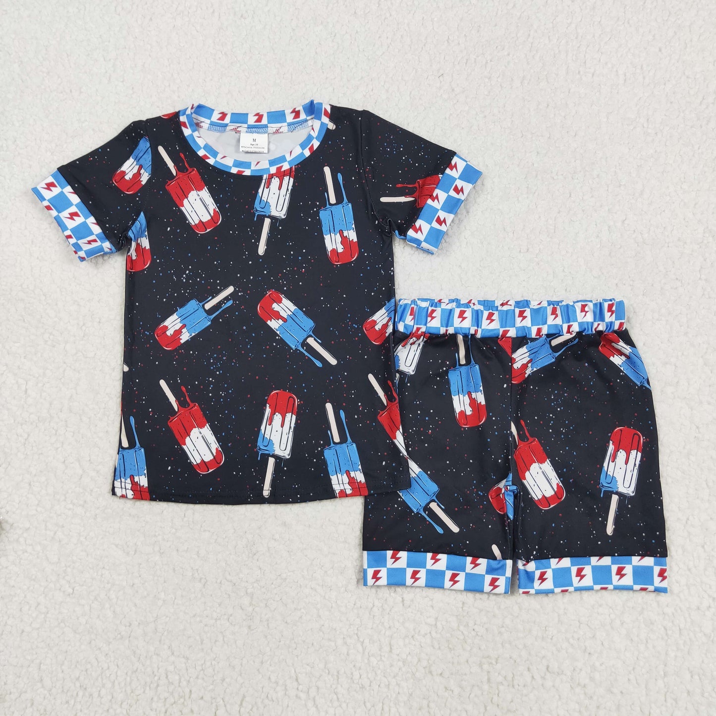 BSSO1401 Boys July Fourth black shorts outfits