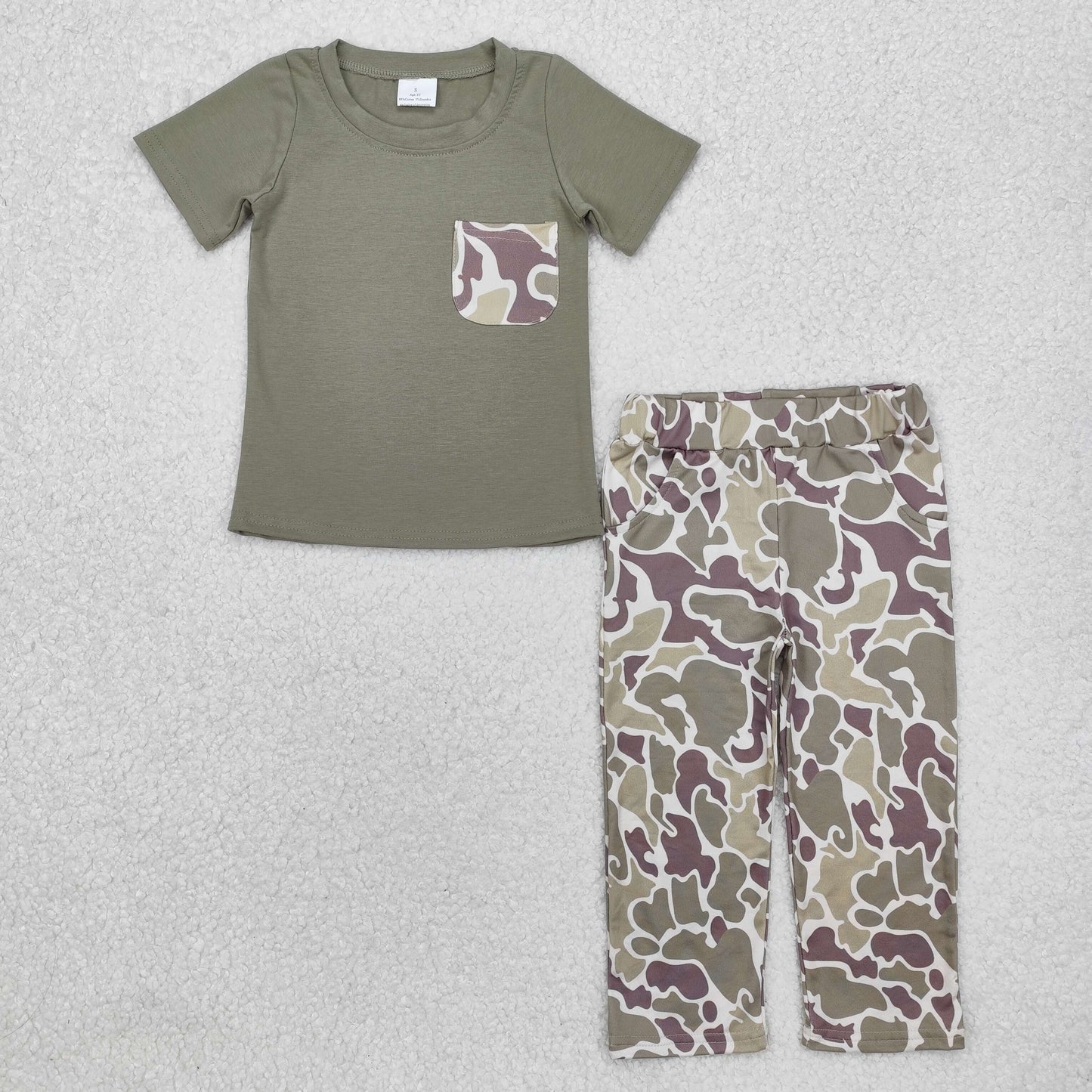BSPO0521 Boy camouflage pocket short sleeve outfits