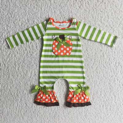 Matching Baby girls Halloween pumpkin leopard grey outfits romper clothing embroidery