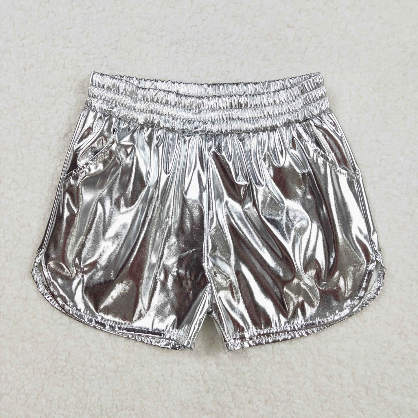SS0416 Baby girls silver shorts