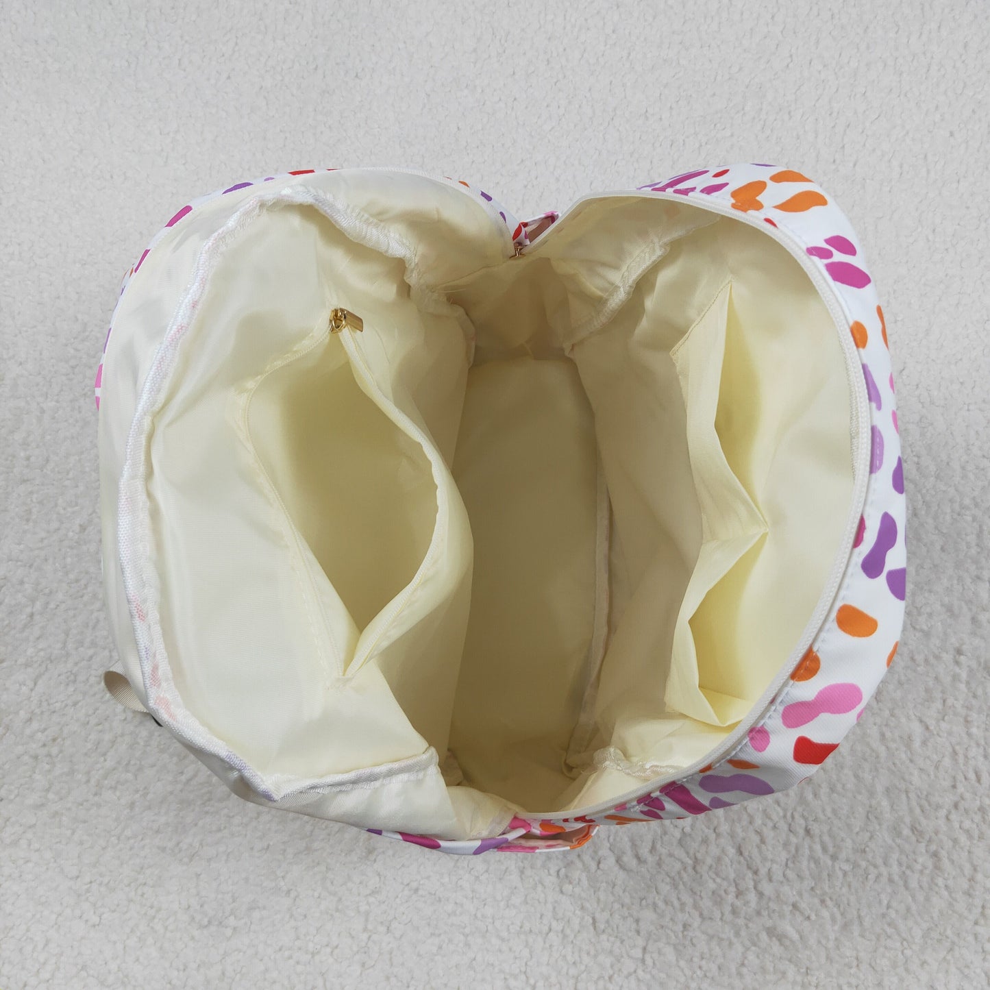 BA0307 pink leopard zipper floral schoolbag