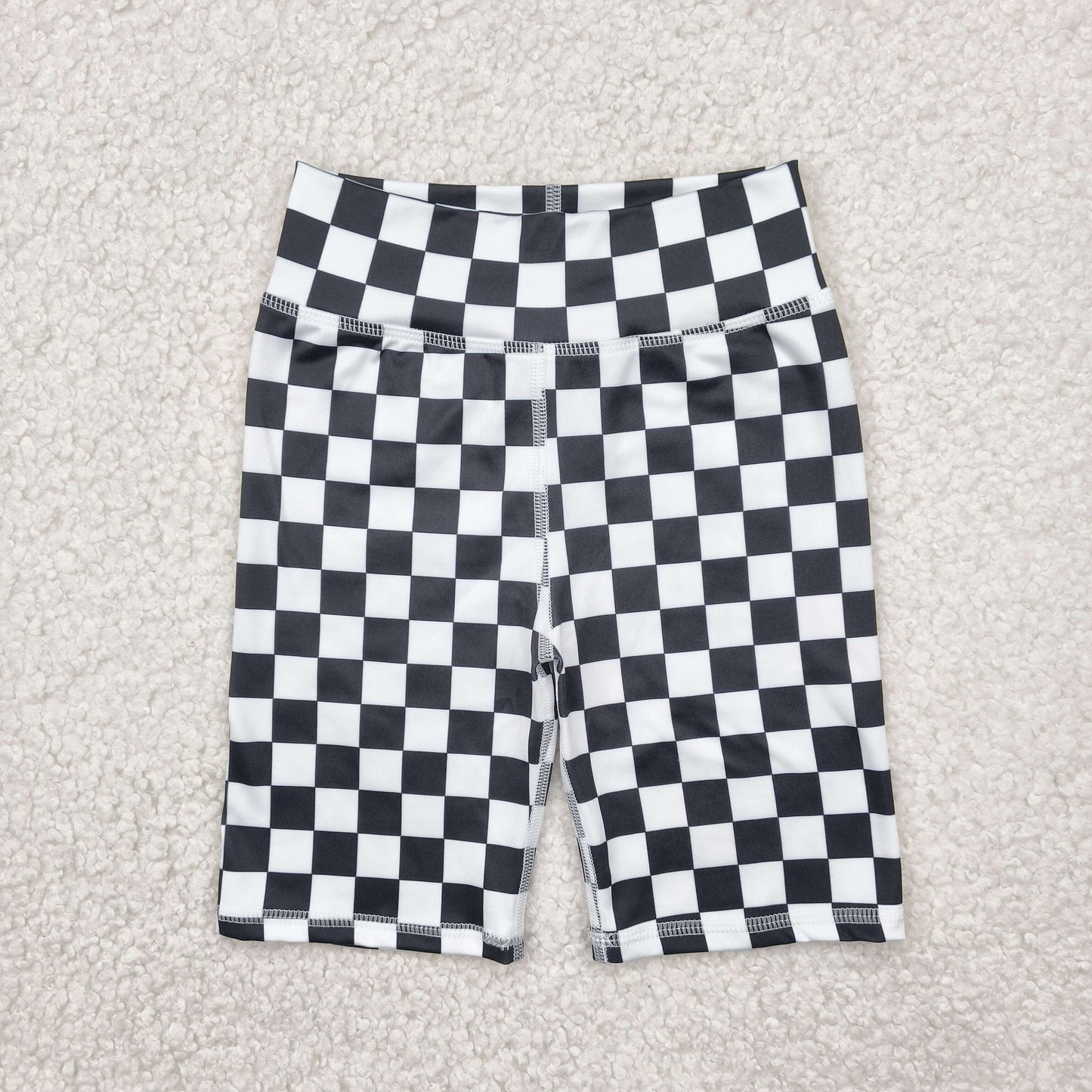 SS0537 baby boys black white checkered shorts riding yoga