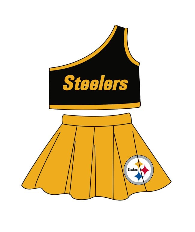 MOQ 3 Custom design baby girls Steelers top skirt girls team outfits