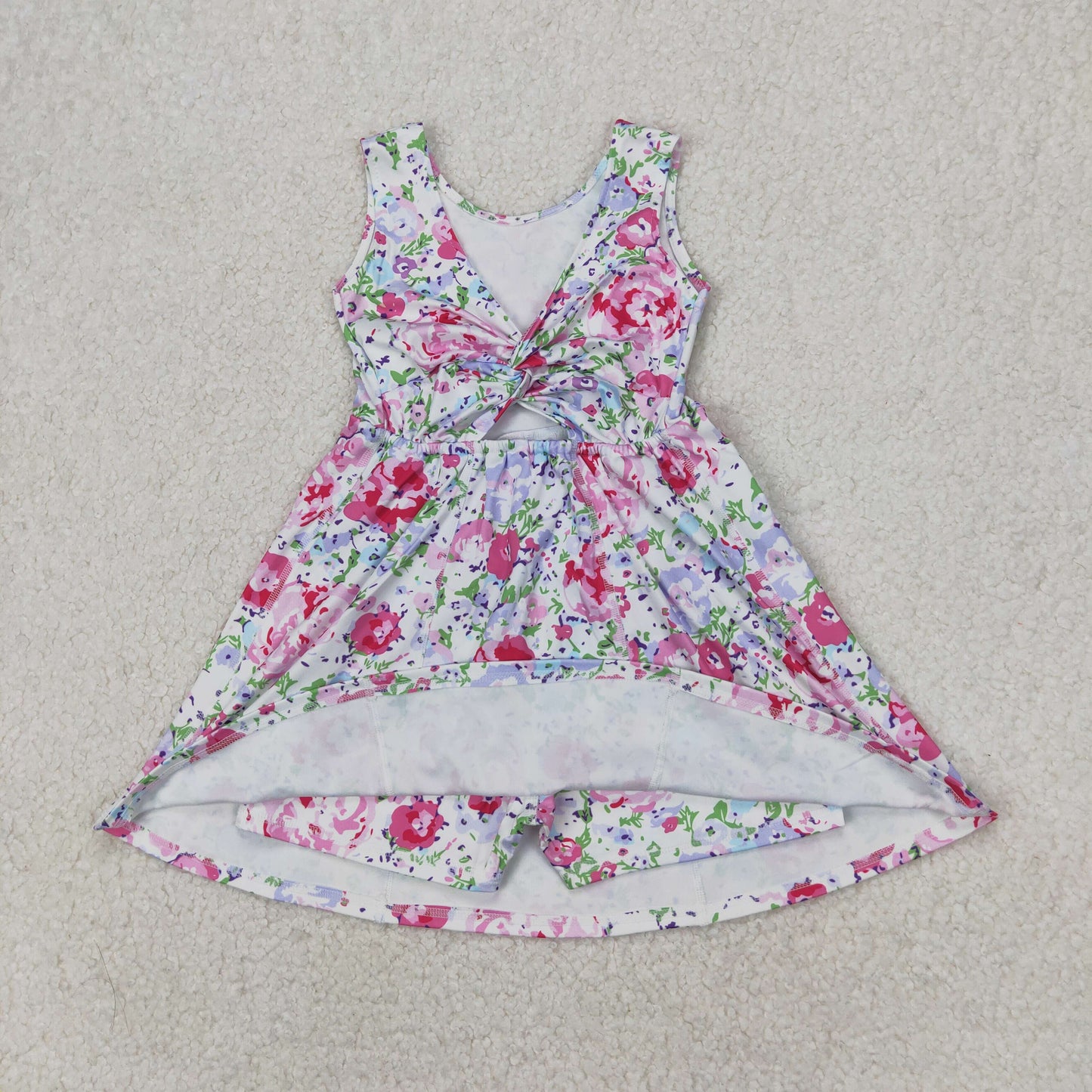 GSD1991 baby girls purple flower sleeveless dress Yoga