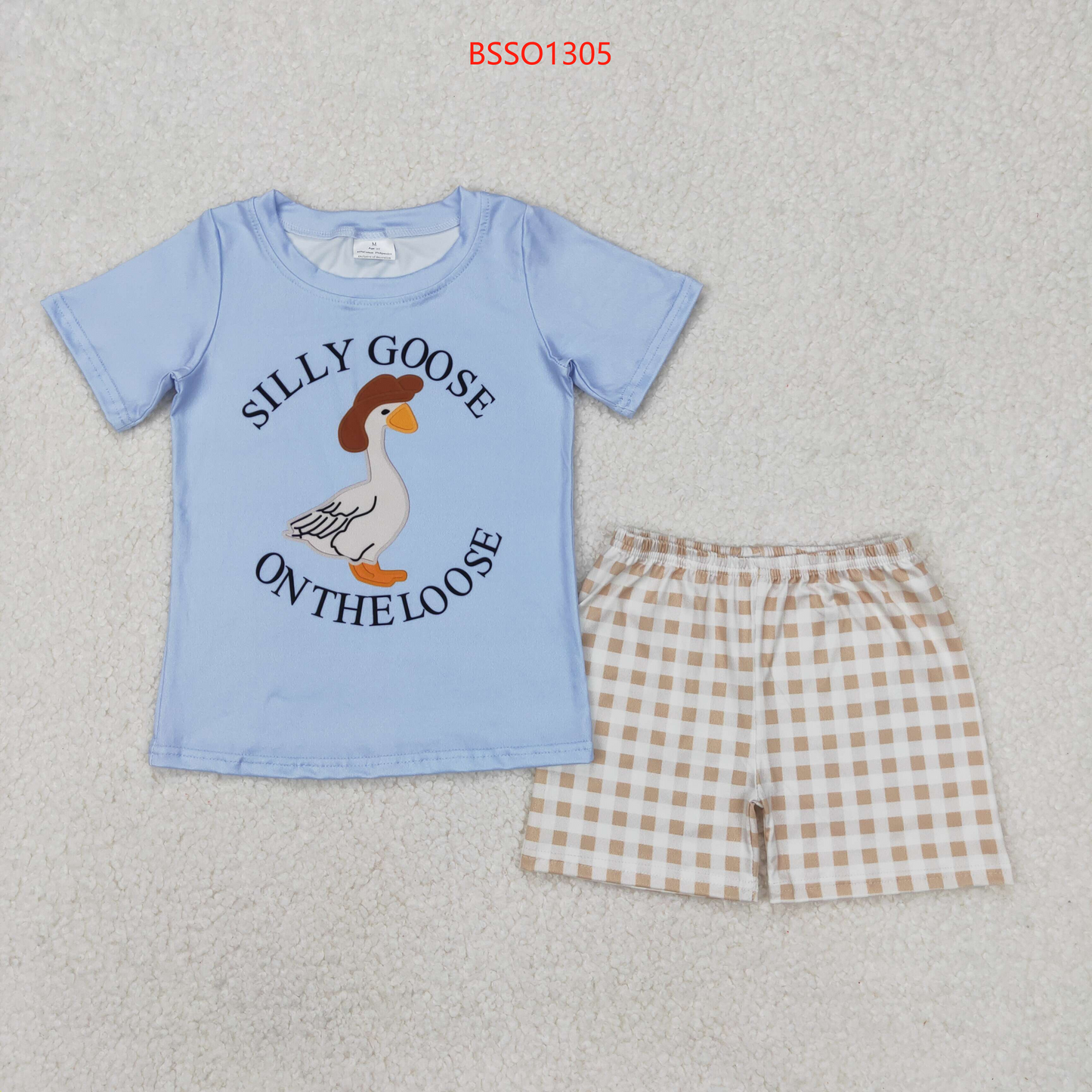 BSSO1305 Boys SILLY GOOSE checkered shorts outfits
