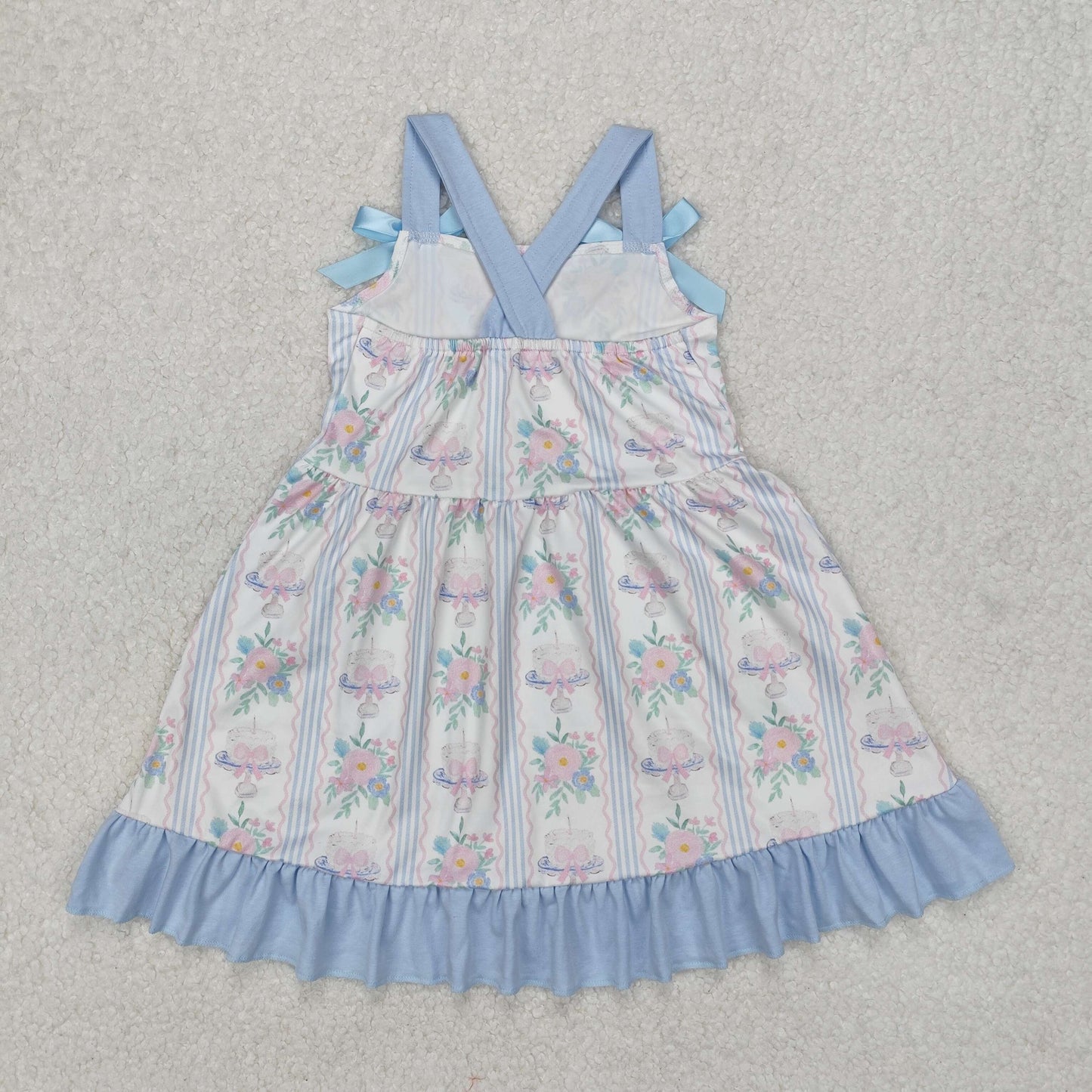 GSD1946 girls blue pink floral Dress