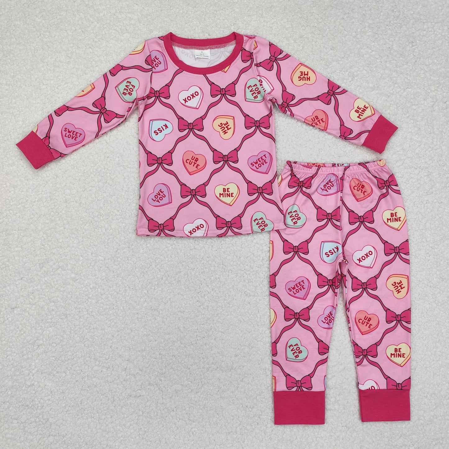 GLP2252 Girl pink love heart Valentine's Day pajamas set