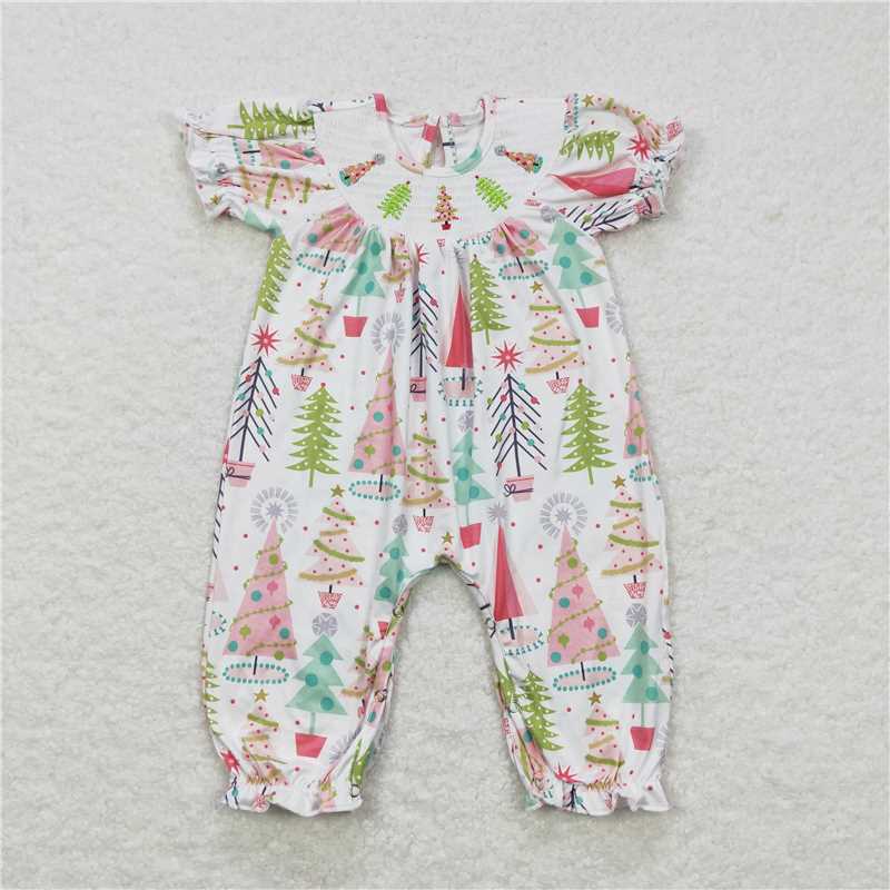 Matching Baby girls Christmas romper dress smocked