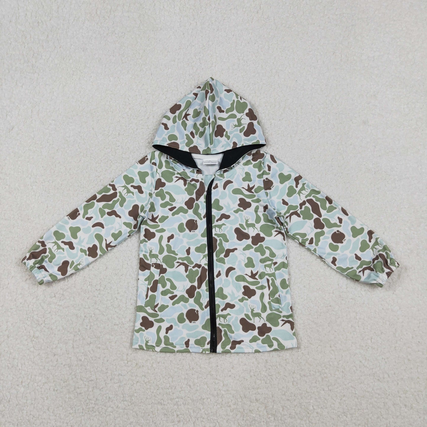 BT1399 baby boys duck camo zipper coat top