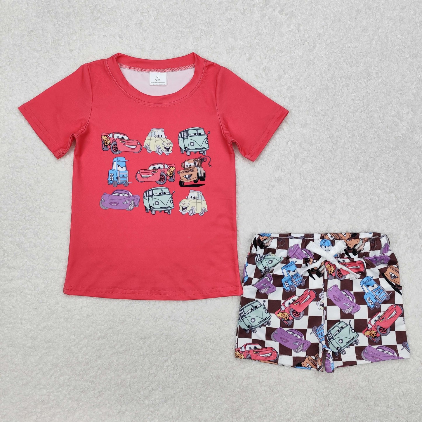 BSSO1159 Boys red cartoon car shorts Outfits