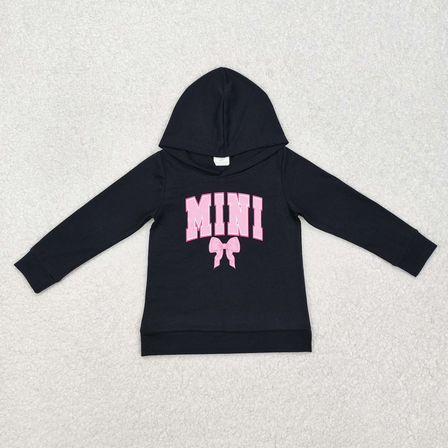 GT0902 baby girls pink vinyl mini black hoodies top