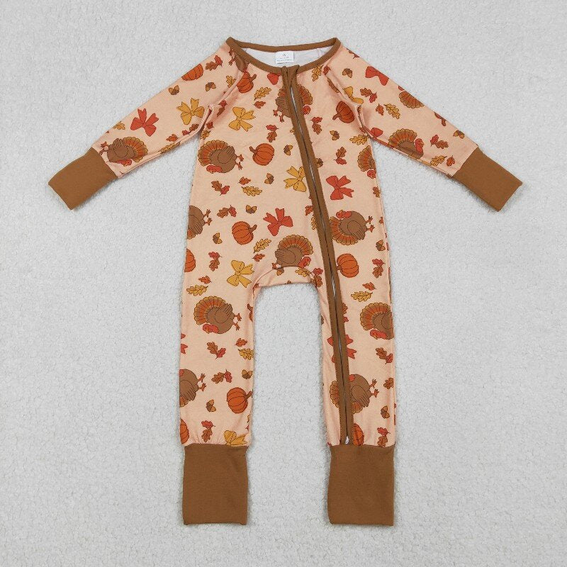 Matching Baby boys Thanksgiving romper pajamas clothing