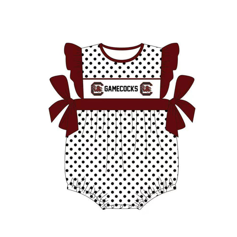 NOQ 3 Custom design Baby girls GAMECOCKS black stripe team rompers