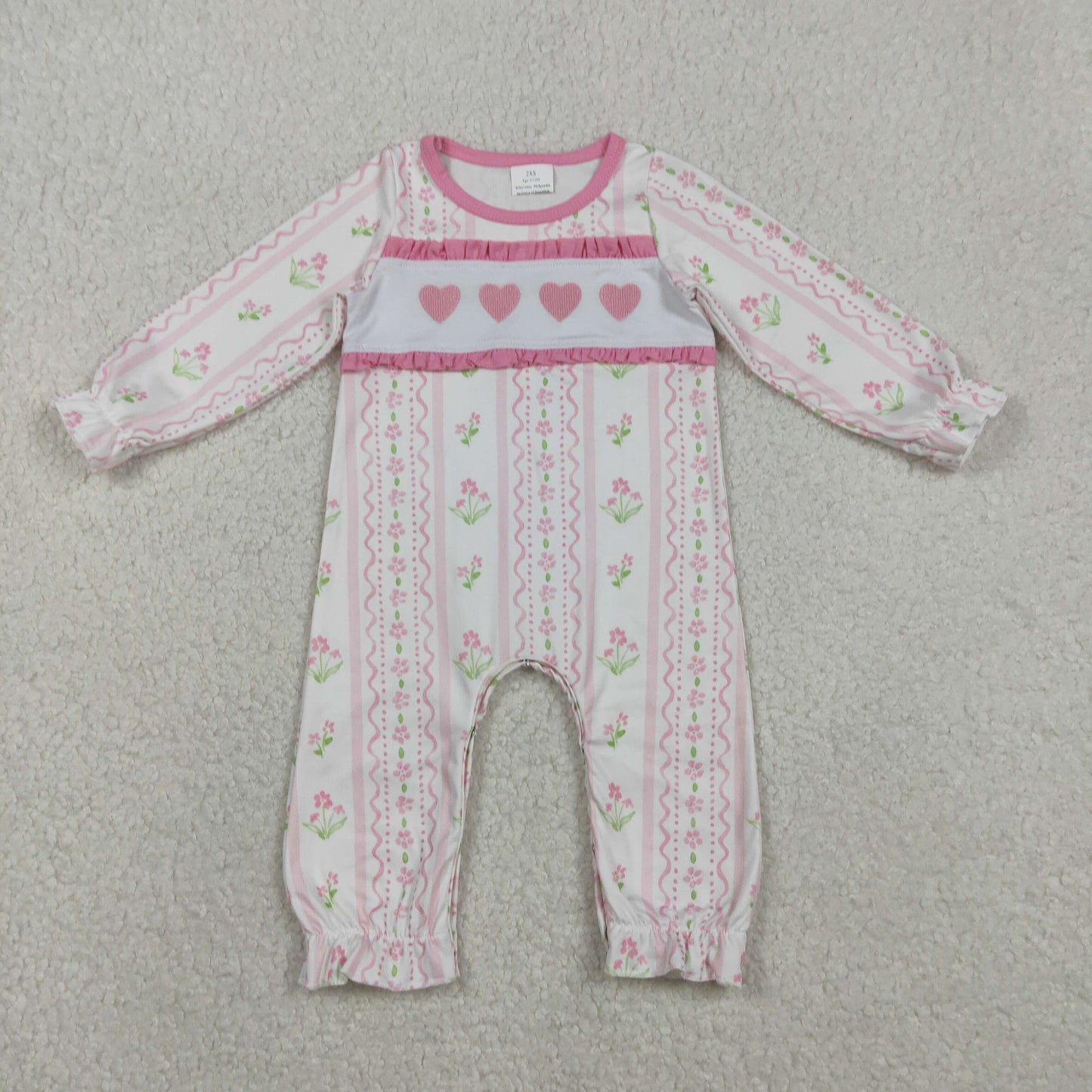 LR2714 baby Valentine's Day love heart long sleeve romper embroidery