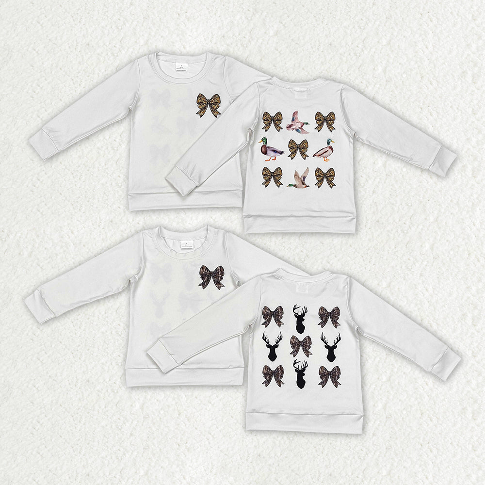 Matching Baby grils Camouflage bow pattern long sleeve top clothing
