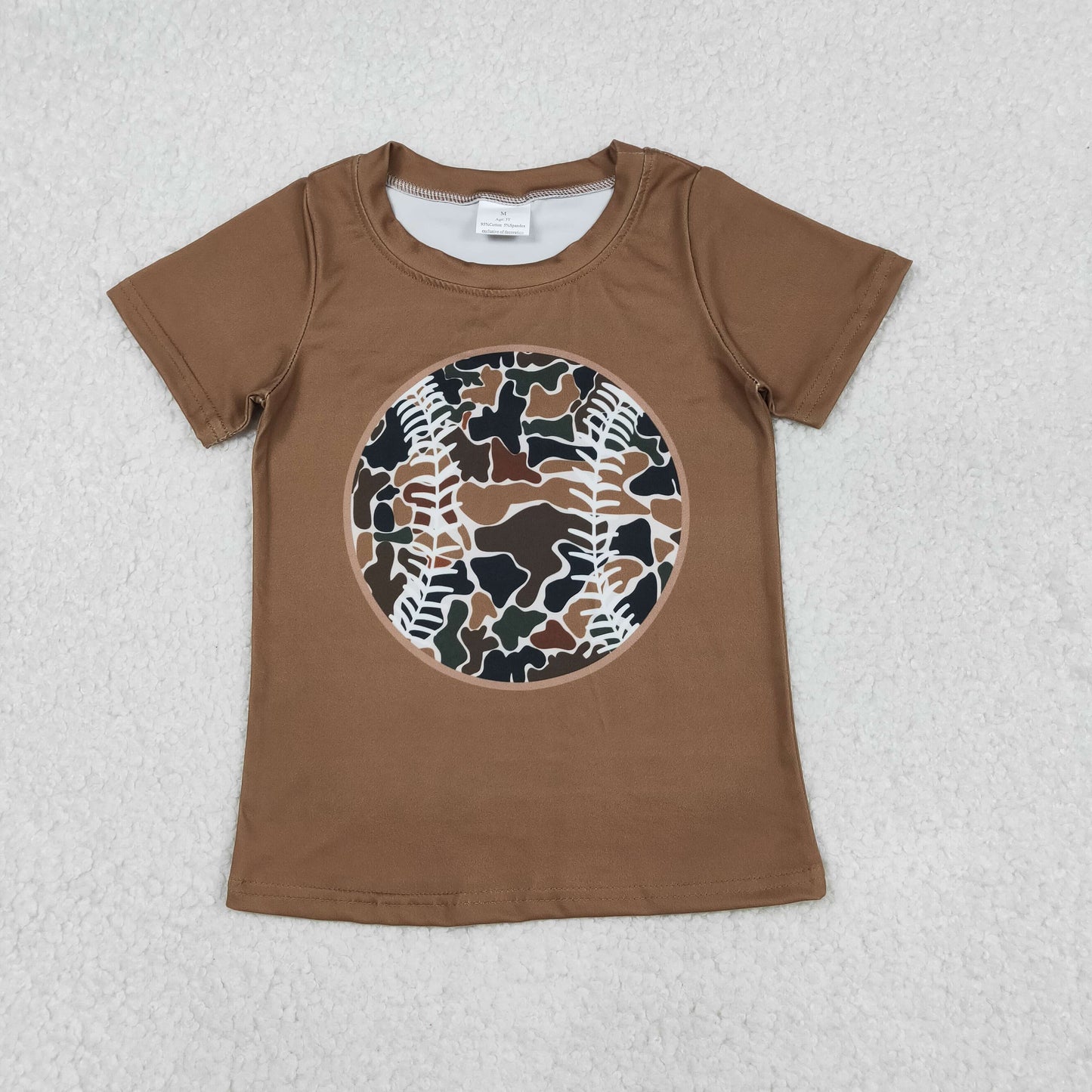 BT1429 baby boys baseball camo short sleeve shirt top