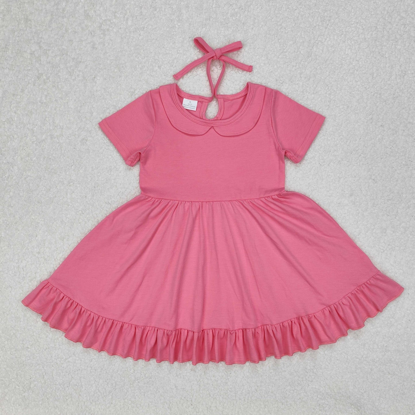 GSD1917 girls pink doll collar short sleeve Dress