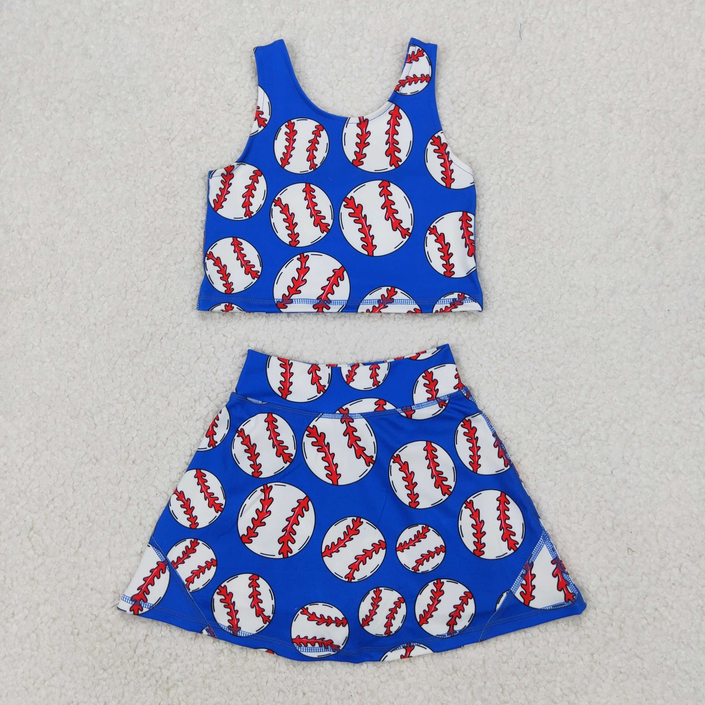 GSD2040 baby girls blue baseball sleeveless skirt outfits Yoga