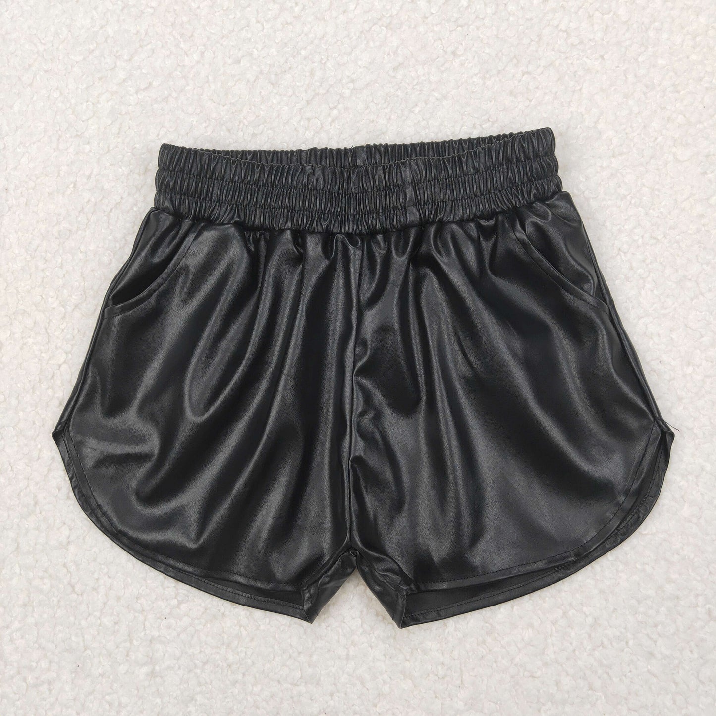 SS0413 Baby girls black leather short pant