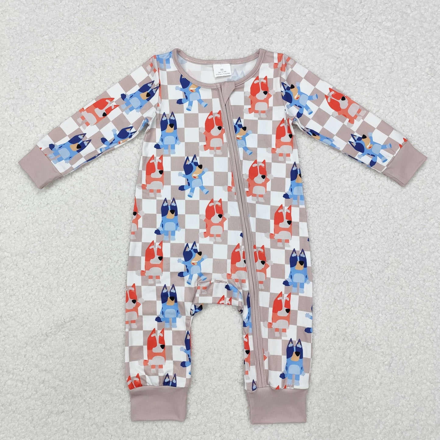 LR1990 Baby boys cartoon dog zipper romper